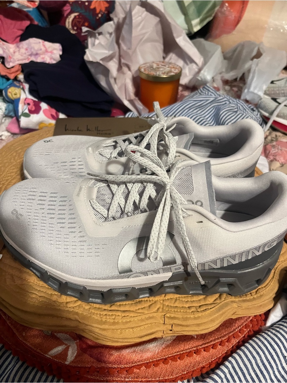 On Running Women's Light Gray and Gray Athletic Shoes